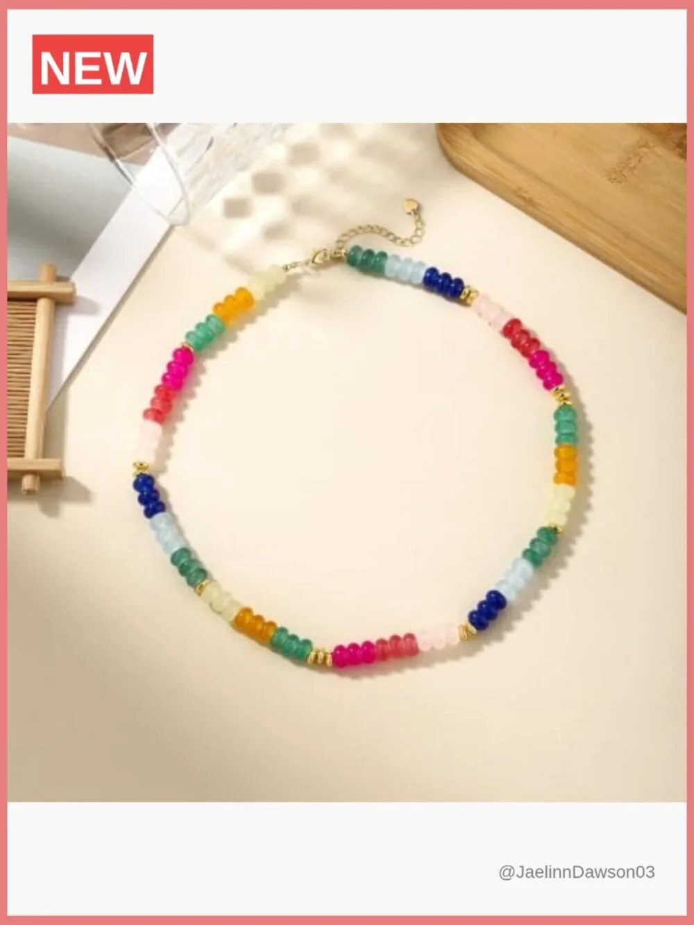 Handmade Glass Bead Choker Necklace Bohemian Rainbow Jewelry for Women